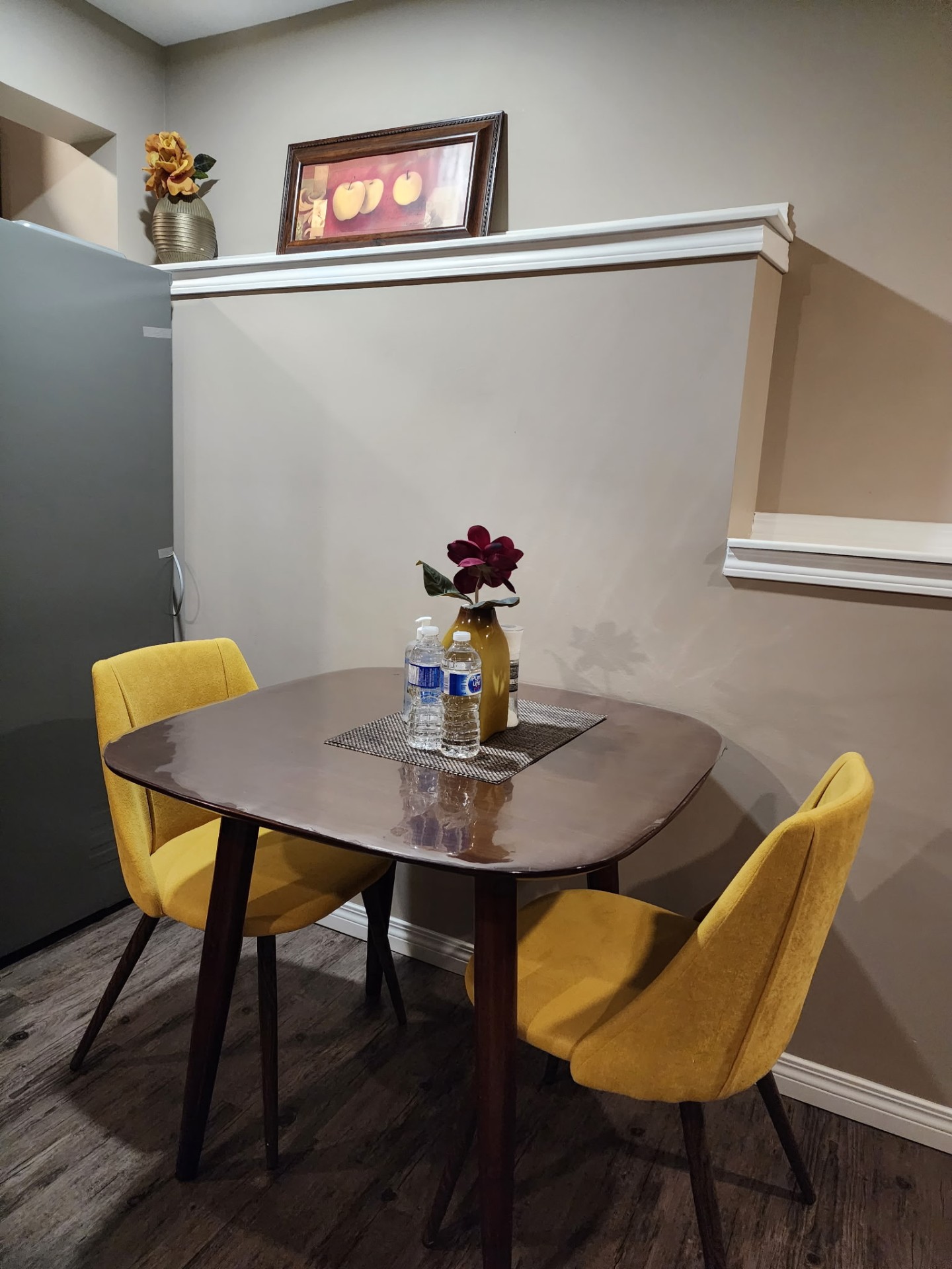 Dining nook, wiped down and staged