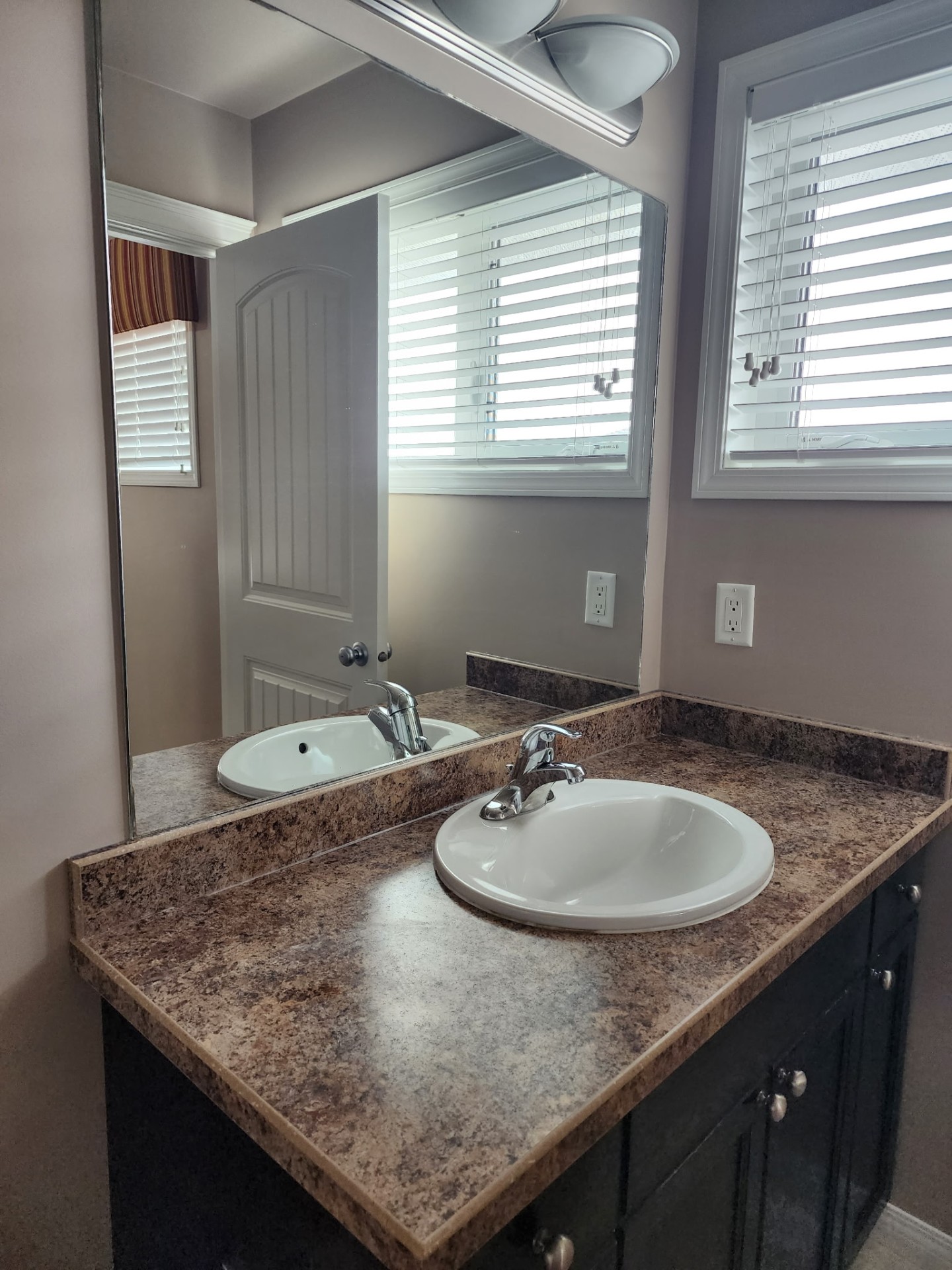 Spotless double-vanity bathroom